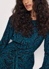 Mixed Animal Print Shift Mini Dress, Teal, large