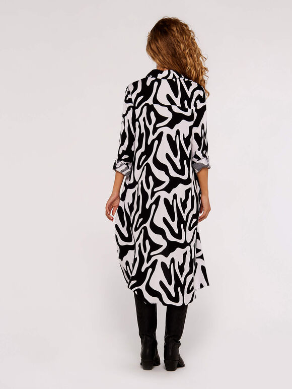 Swirl Print High-Low Mini Dress, White, large