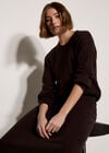 Fine Knit Cable Jumper, Brown, large