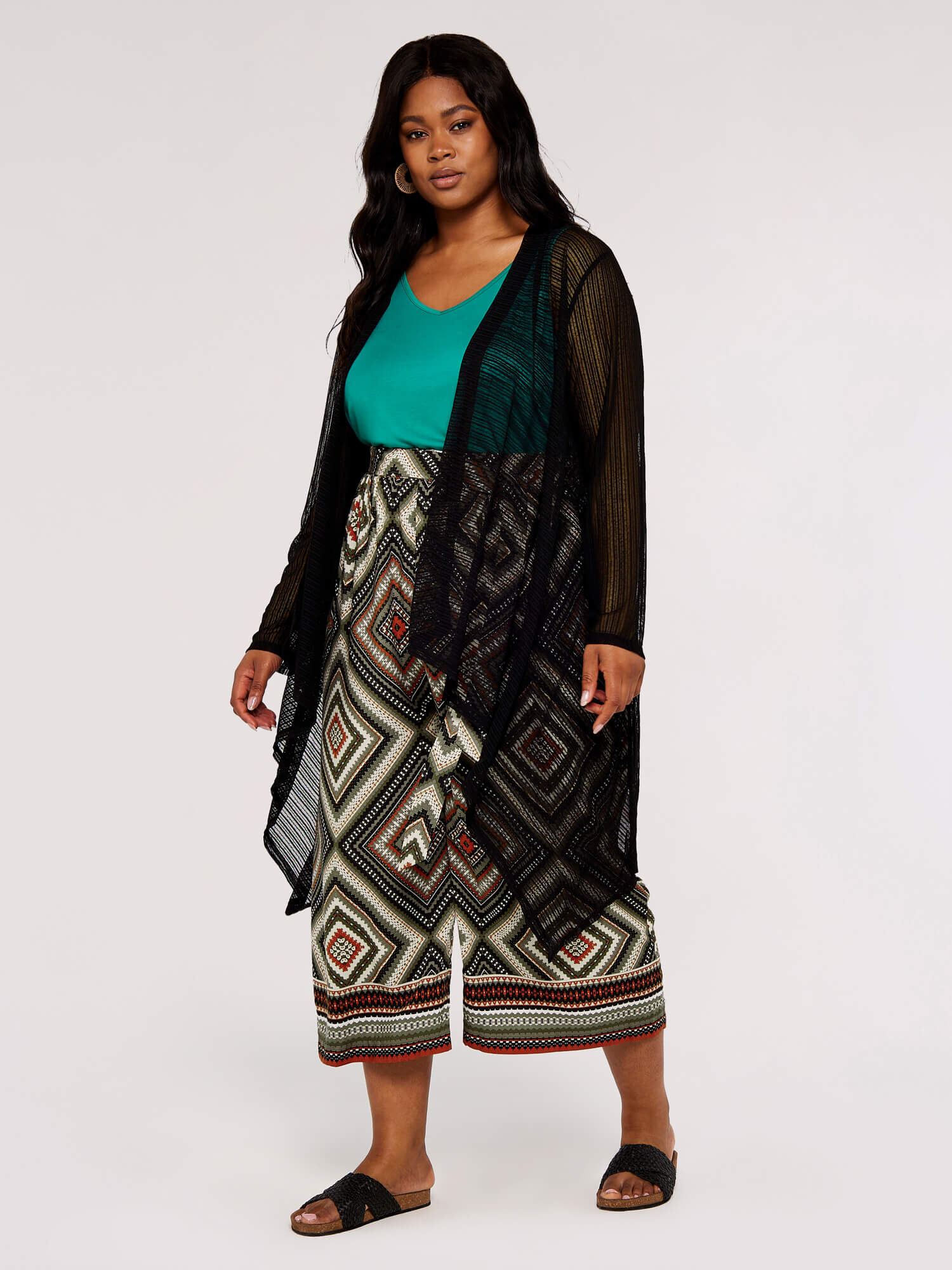 Curve Mesh Waterfall Cardigan | Apricot UK
