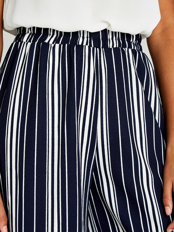 Navy Random Spaced Stripes Culottes, Navy, large