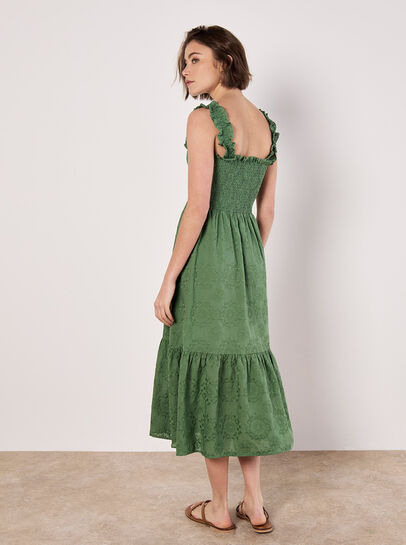 Broderie Anglaise Milkmaid Midi Dress