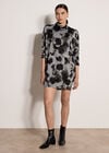 Abstract Knit Cocoon Mini Dress, Grey, large
