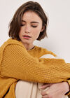Textured Knit Oversized Jumper, Mustard, large