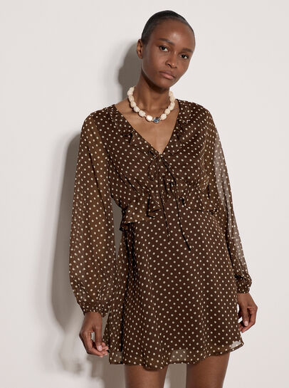 Polka Dot Chiffon Mini Dress