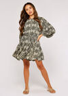 Ikat Mini Dress, Khaki, large