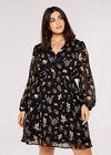 Curve Floral Mini Dress, Black, large