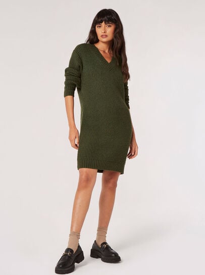 Ribbed Knit Jumper Mini Dress