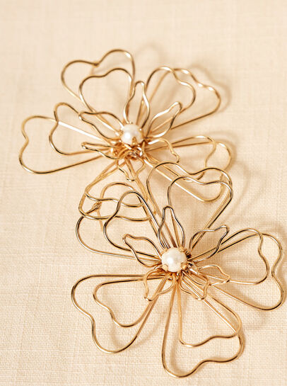 Gold Tone Wire Flower Earrings