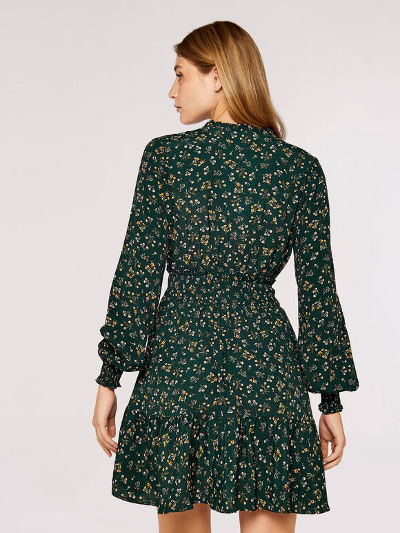 Ditsy Floral Mini Dress, Green, large
