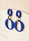 Matt Oval Earrings, Blue, large