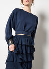 Plisse Ruffle Tier Maxi Skirt, Navy, large
