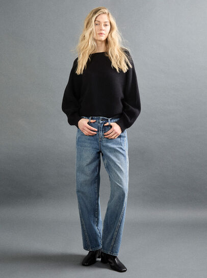 Ayla Rhinestone Panel Barrel Jeans