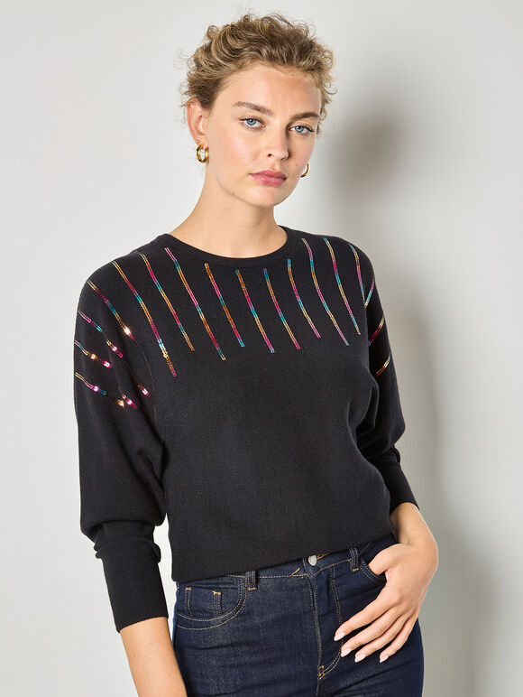 Rainbow Sequin Soft Jumper, Assorted, large