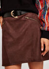 Suedette 2 Zip Pocket Panel Skirt, Brown, large