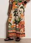 Tropical Floral Print Culotte Trousers, Stone, large
