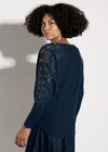 Lace Rhinestone Embellished Jumper, Teal, large