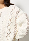 Pointelle Knit Lace Up Jumper, Cream, large