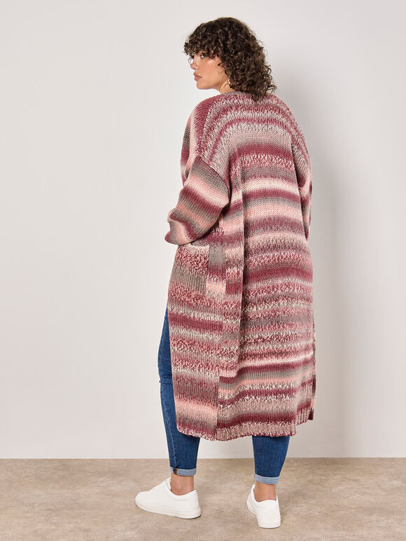 Curve Ombre Chunky Knit Cardigan, Burgundy, large