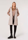 Hooded Longline Puffer Gilet, Stone, large