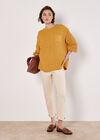 Textured Knit Oversized Jumper, Mustard, large