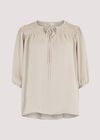 Satin Smock Detail Blouse, Stone, large