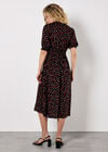 Ditsy Floral Smocked Midi Dress, Orange, large