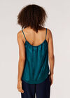 Textured Satin Camisole Top, Teal, large