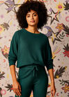 Waffle Knit  Boxy Top, Green, large