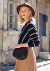 Leather Flap Crossbody Bag, Brown, large