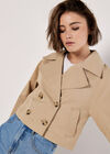 Cropped Trench Coat, Stone, large