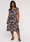 Smock Floral Midi Dress, Navy, large