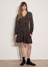 Irregular Spot Crepe Mini Dress, Black, large