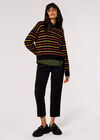 Plaited Knit Stripe Jumper , Black, large