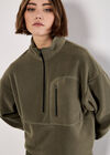 Zip Down Premium Fleece Jumper, Khaki, large