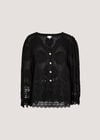 Embroidered Daisies Lace Blouse, Black, large