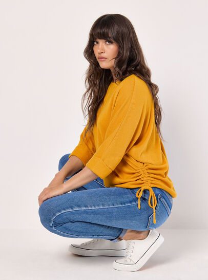 Soft Touch Drawstring Batwing Top