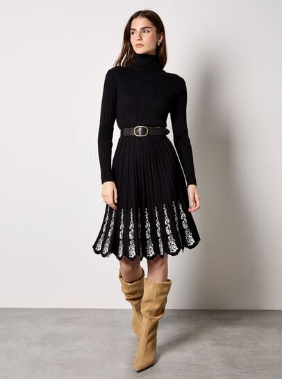 Filigree Pattern Knitted Midi Dress