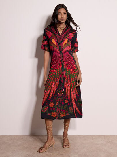 Toucan Tropical Shirt Maxi Dress