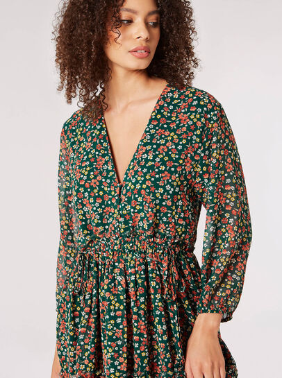 Ditsy Floral Ruched Mini Dress