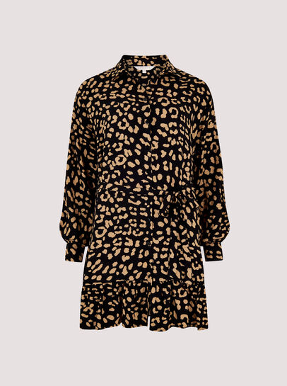 Leopard Print Shirt Mini Dress