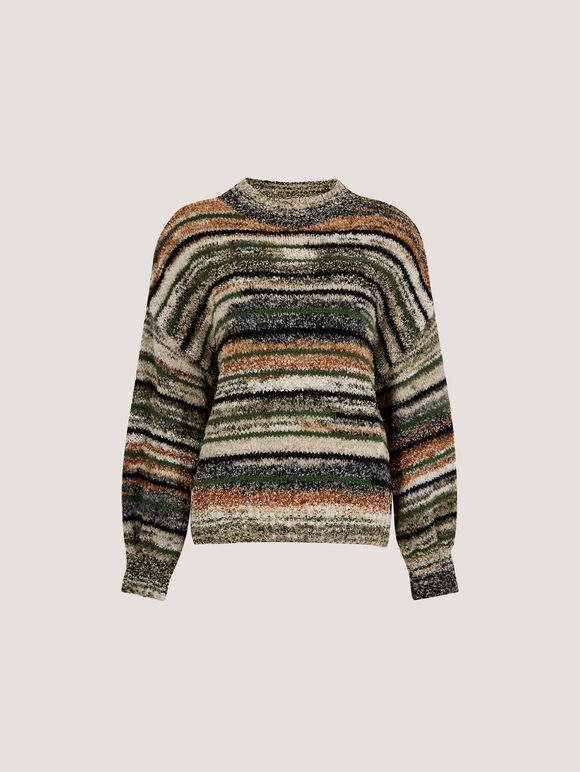 Space Dye Stripe Fluffy Jumper, Green, large