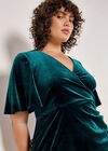 Curve Ruched Waist Velvet Midi Dress, Green, large