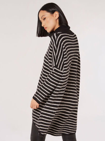Stripe Knitted Longline Zip Jumper