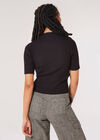 Ribbed Knit Top, Black, large