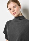 Soft Knit Side Ruched Top, Dark Grey - Charcoal, large