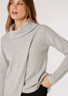 Roll Neck Wrap Jumper, Grey, large