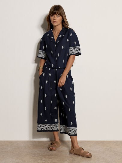 Cotton-Blend Embroidered Culottes