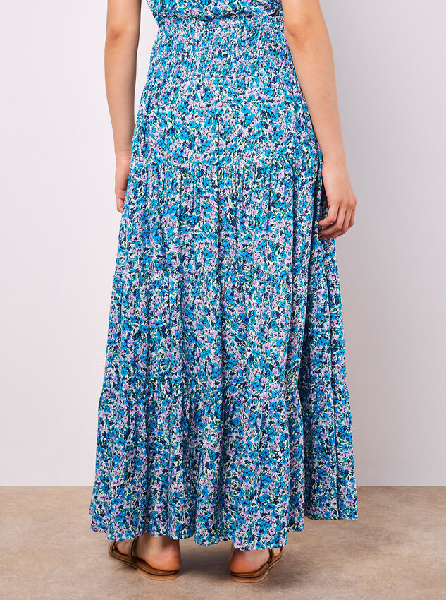 Ditsy Floral Tiered Maxi Skirt, Cream, large