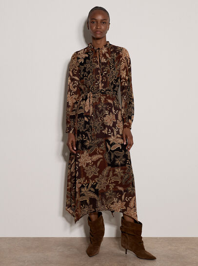 Patchwork Paisley Chiffon Maxi Dress